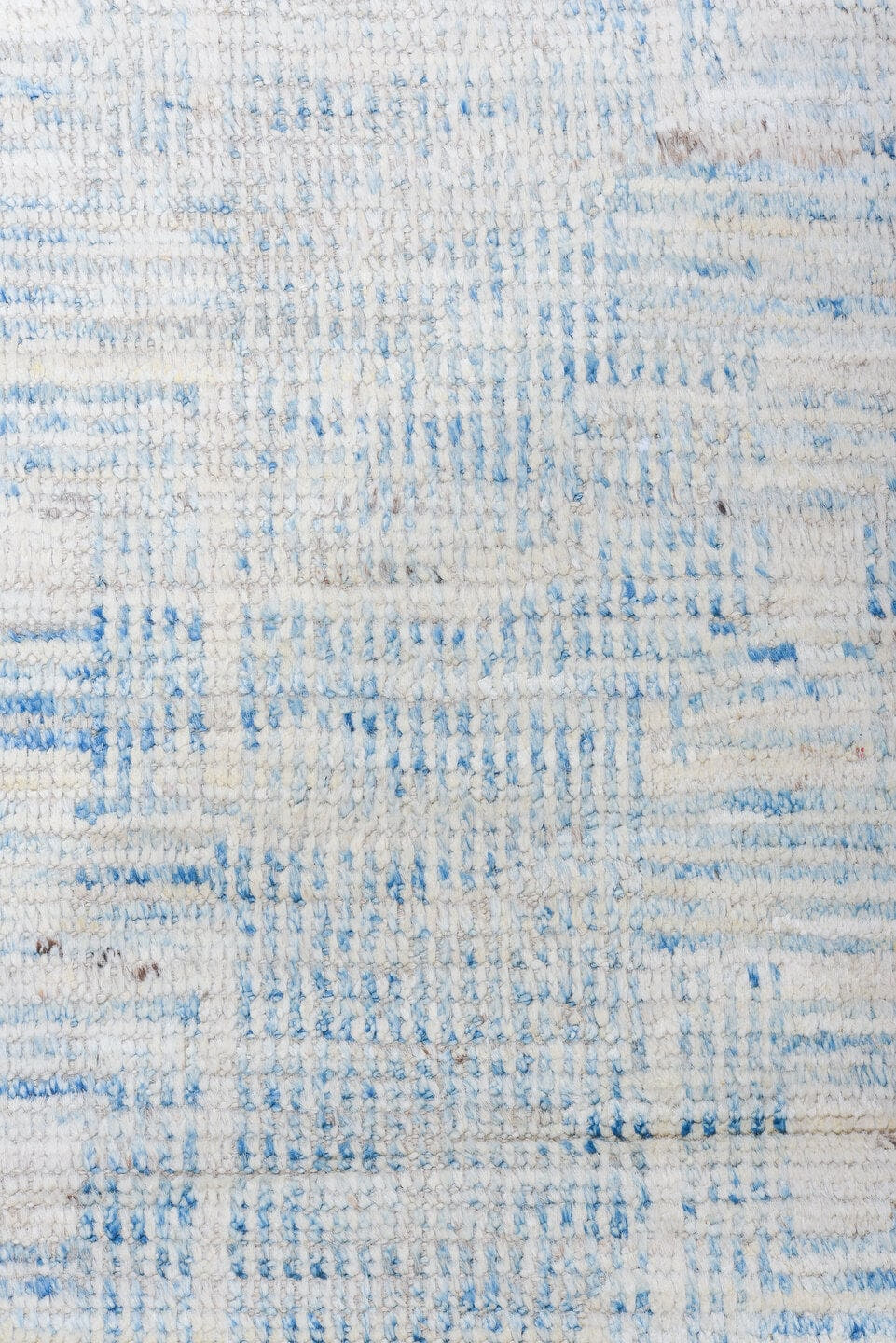 13' x 16' one-of-a-kind handmade vintage Tulu oversize rug. Color palette: ivory, pale blue, sky blue, cream, light blue