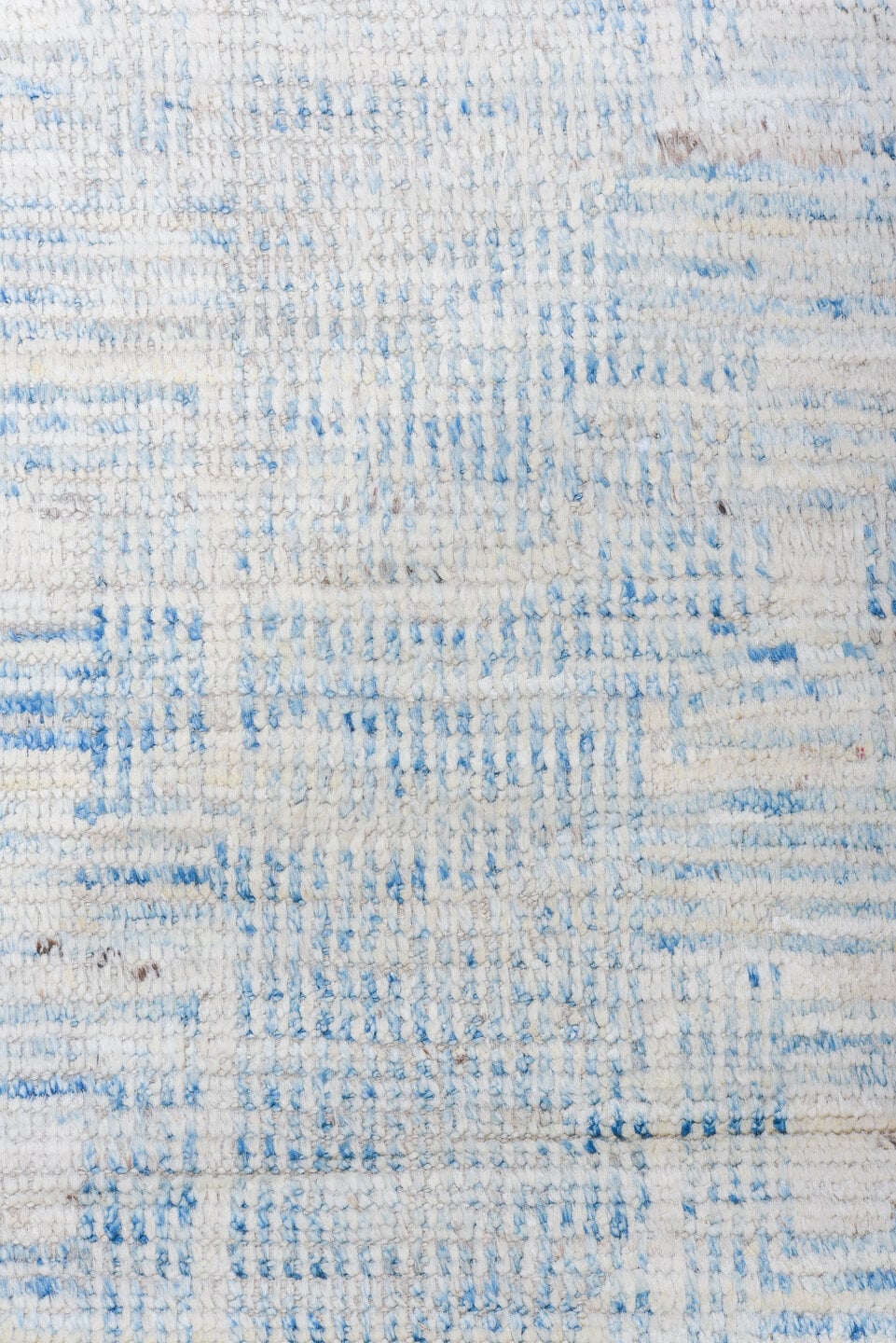 13' x 16' one-of-a-kind handmade vintage Tulu oversize rug. Color palette: ivory, pale blue, sky blue, cream, light blue