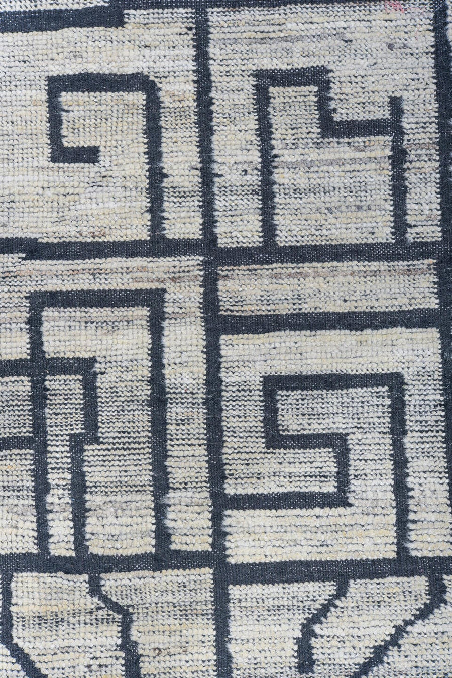 13' x 14' one-of-a-kind handmade vintage Tulu oversize rug. Color palette: ivory, charcoal, slate, gray, black