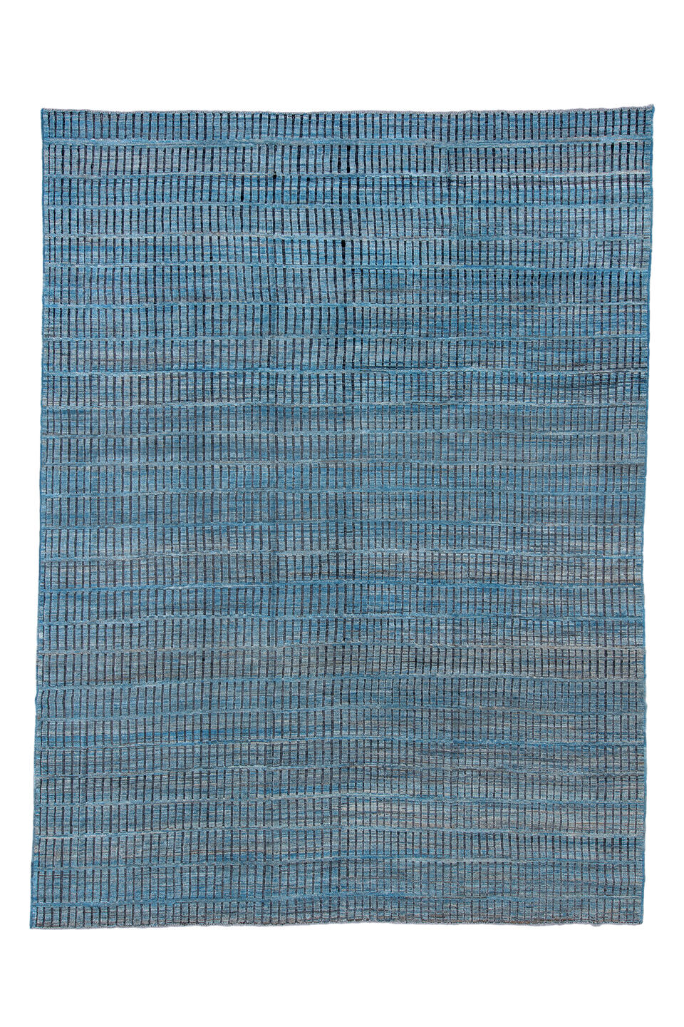 10' x 14' one-of-a-kind handmade vintage Tulu large size rug. Color palette: black, blue, brown, dim gray, gray, light blue