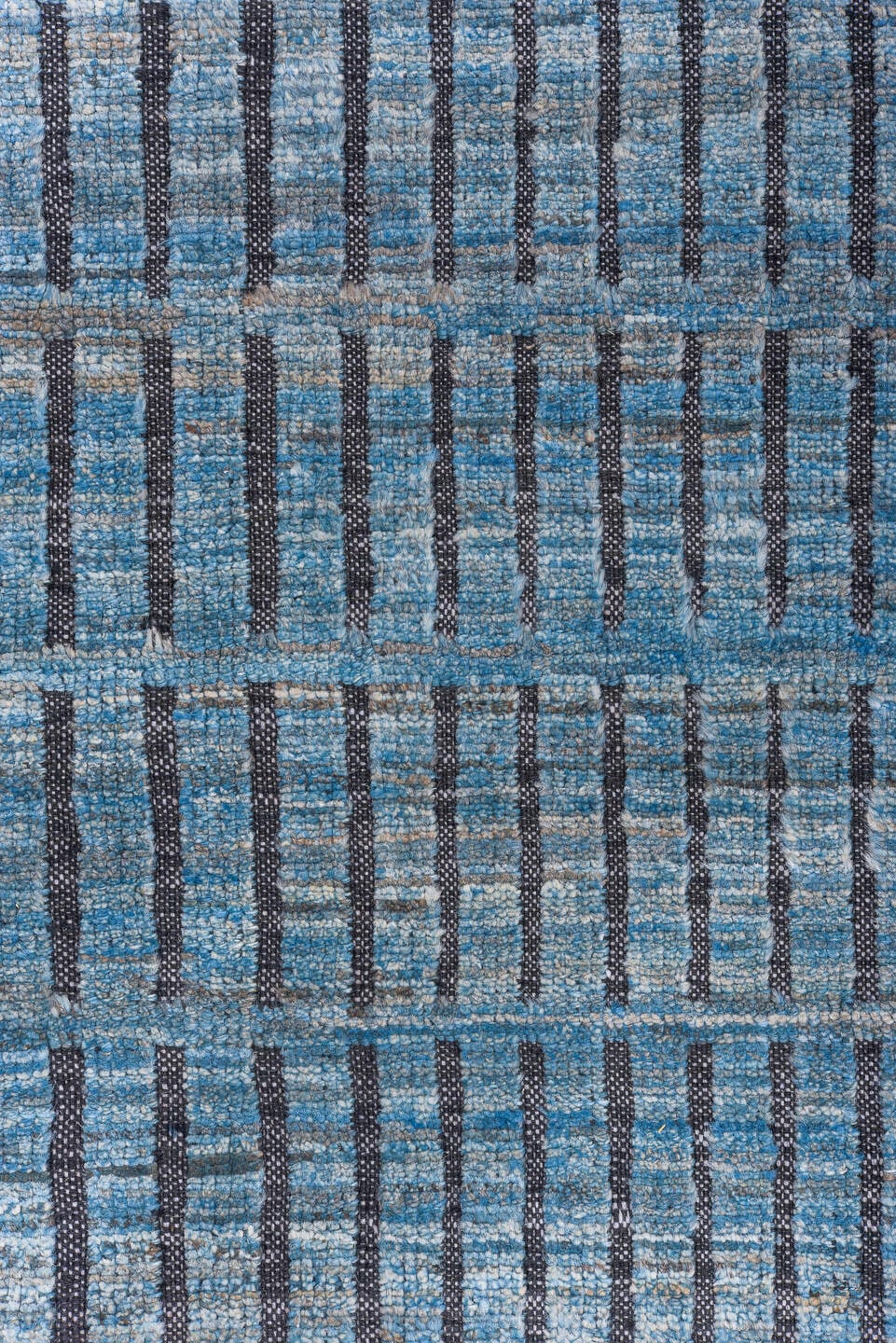 10' x 14' one-of-a-kind handmade vintage Tulu large size rug. Color palette: sky blue, slate, charcoal, steel blue