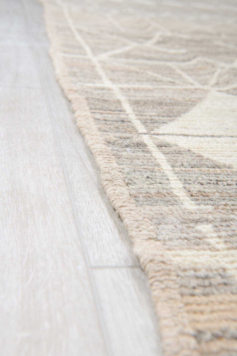 10' x 13' one-of-a-kind handmade vintage Tulu large size rug. Color palette: taupe, ivory, gray, cream, beige