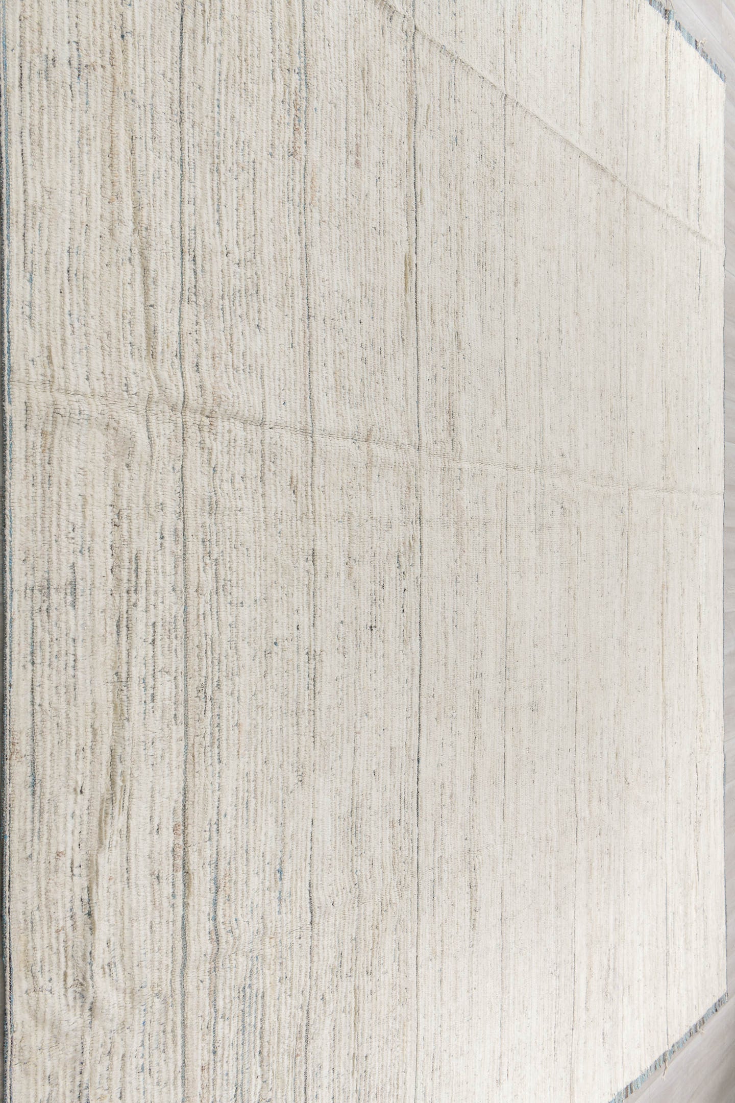 11' x 12' one-of-a-kind handmade vintage Tulu oversize rug. Color palette: ivory, charcoal, slate, cream, gray, black