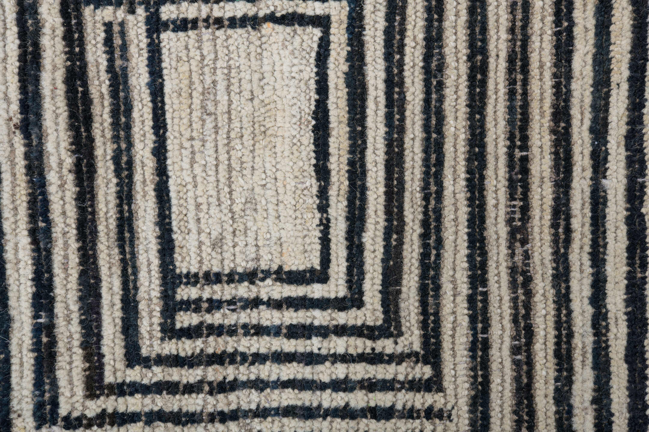 10' x 13' one-of-a-kind handmade vintage Tulu large size rug. Color palette: ivory, charcoal, black, cream, taupe, gray