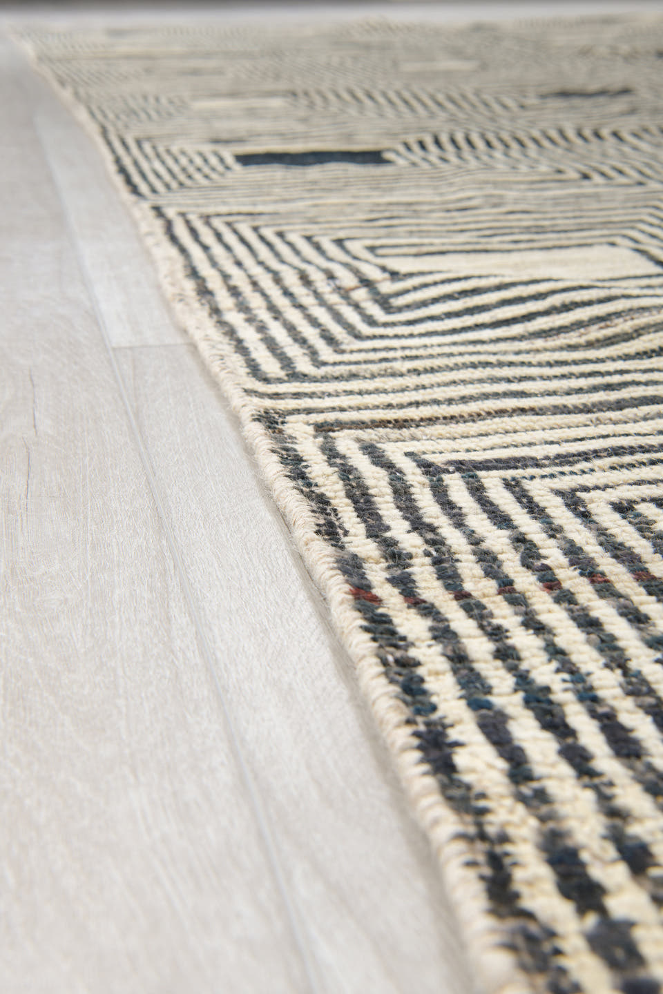 10' x 13' one-of-a-kind handmade vintage Tulu large size rug. Color palette: ivory, charcoal, black, cream, taupe, gray