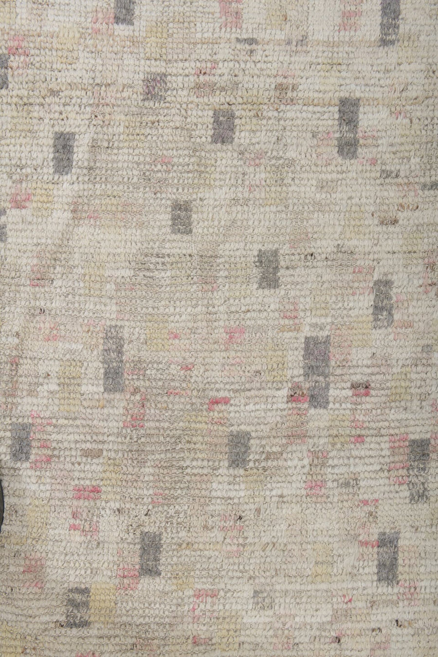 8' x 12' one-of-a-kind handmade vintage Tulu large size rug. Color palette: ivory, cream, charcoal, taupe, blush, pale_gold