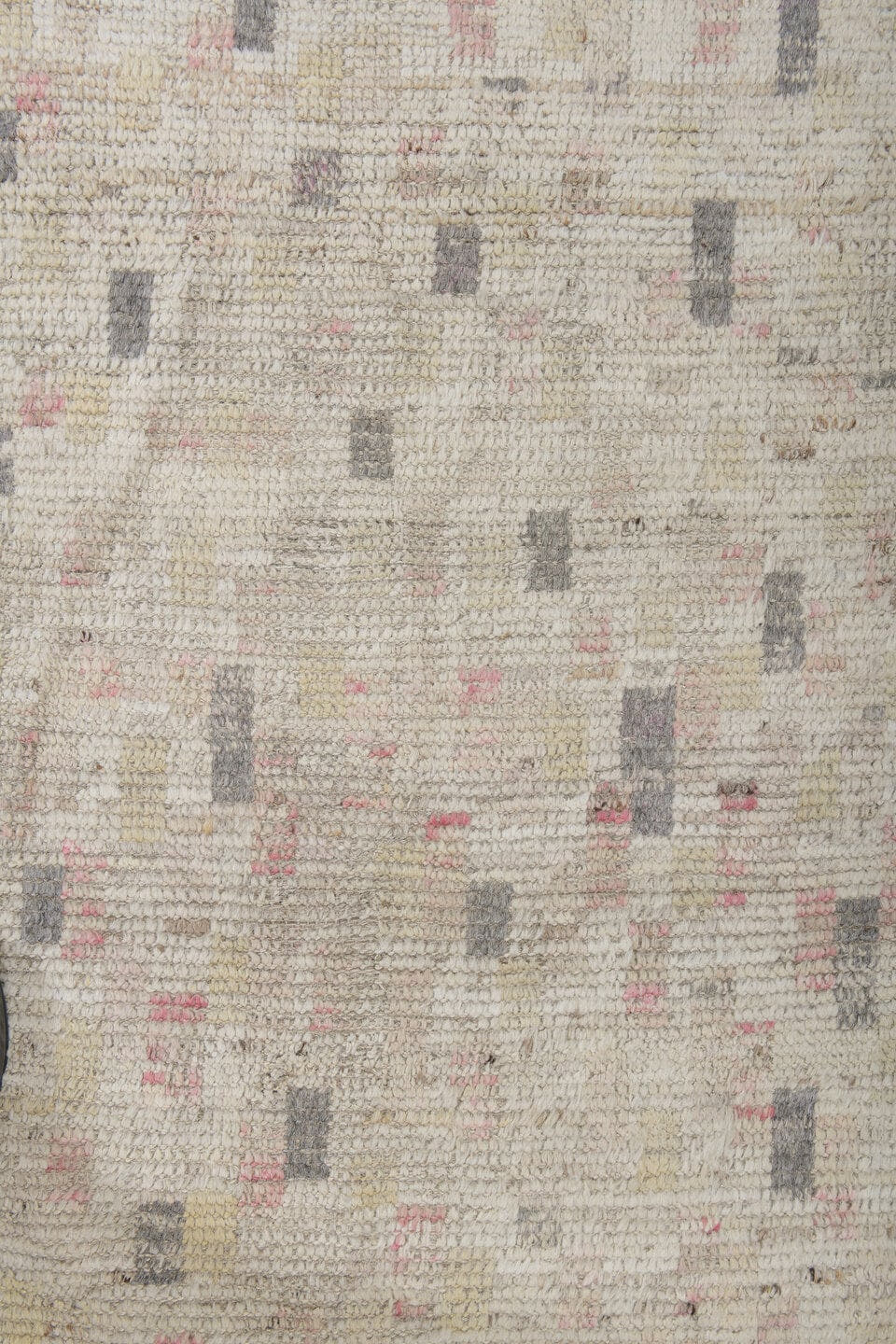 8' x 12' one-of-a-kind handmade vintage Tulu large size rug. Color palette: ivory, cream, charcoal, taupe, blush, pale_gold