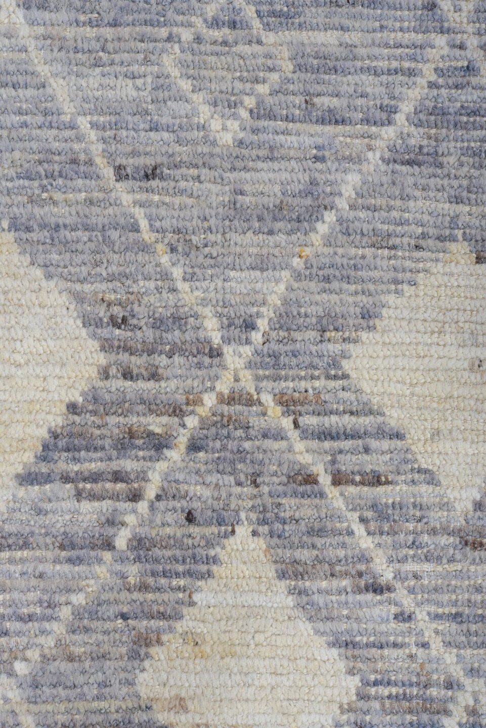 9' x 11' one-of-a-kind handmade vintage Tulu large size rug. Color palette: ivory, slate, pale blue, taupe, gray, light blue