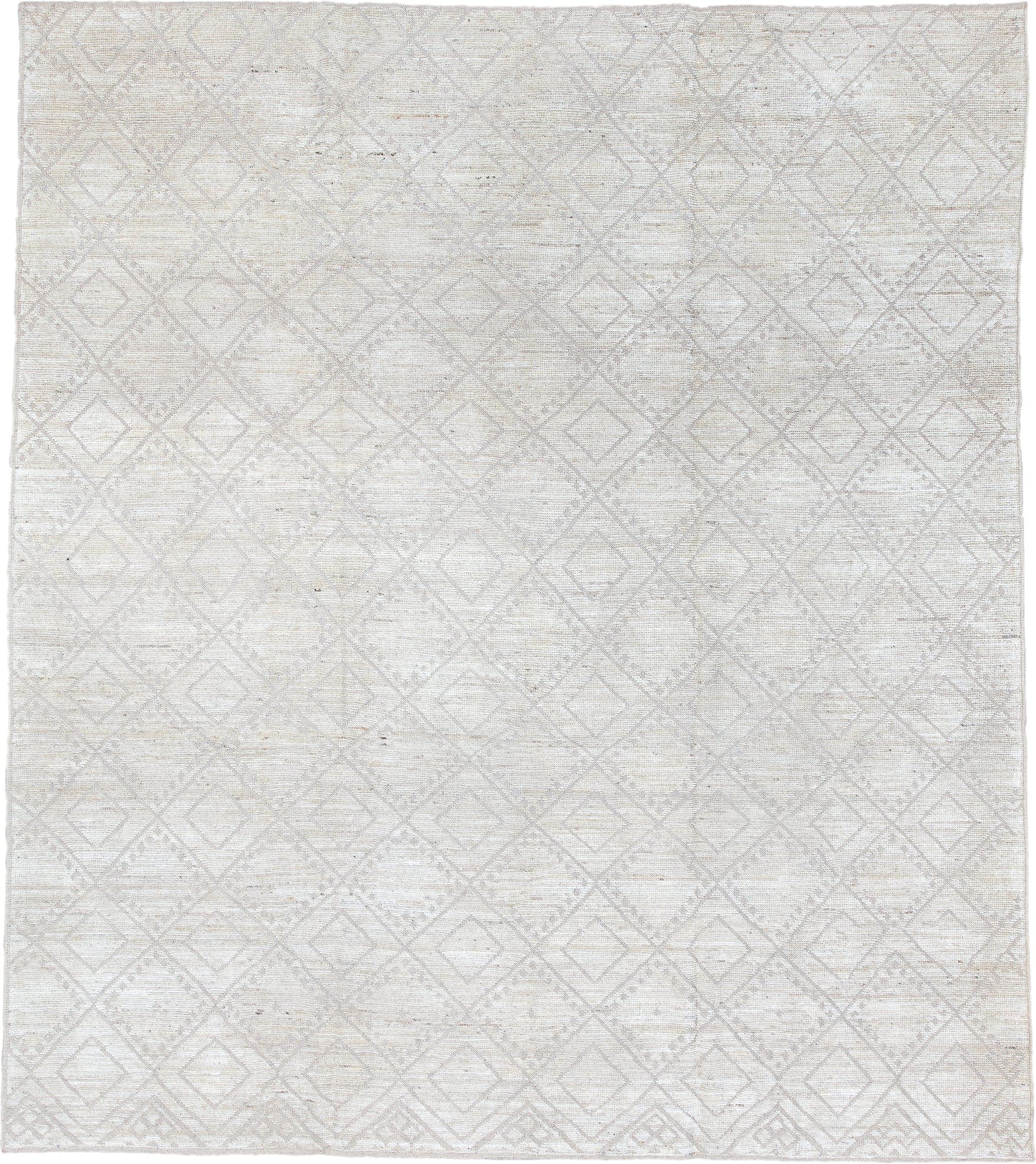 8' x 10' one-of-a-kind handmade vintage Tulu large size rug. Color palette: ivory, cream, taupe, beige, sand, gray