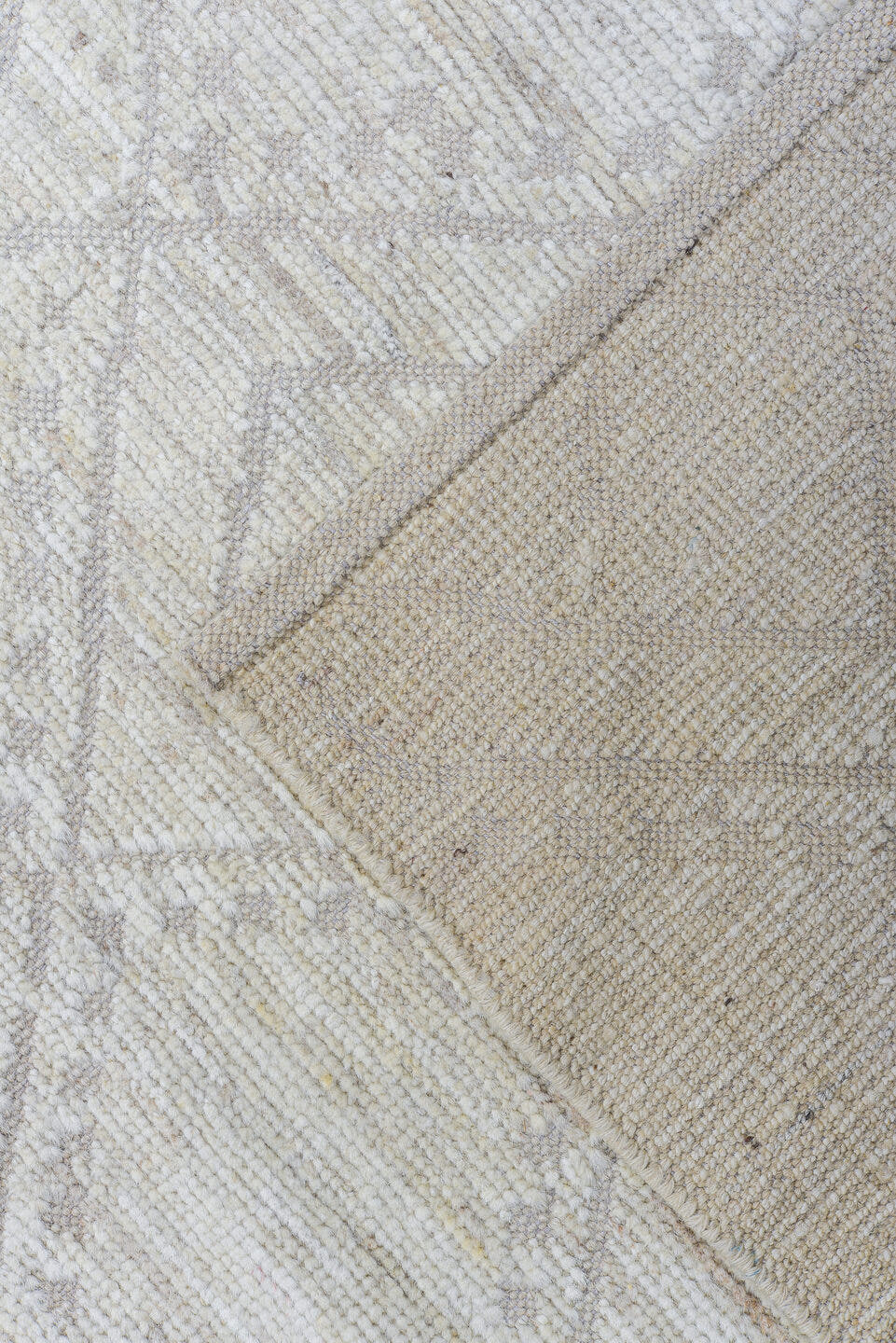 8' x 10' one-of-a-kind handmade vintage Tulu large size rug. Color palette: ivory, cream, taupe, beige, sand, gray