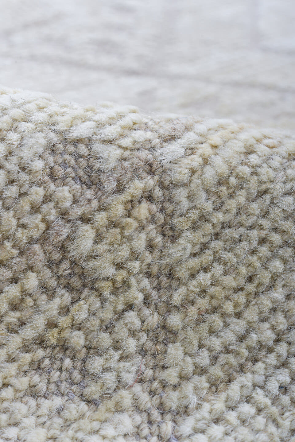 8' x 10' one-of-a-kind handmade vintage Tulu large size rug. Color palette: ivory, cream, taupe, beige, sand, gray