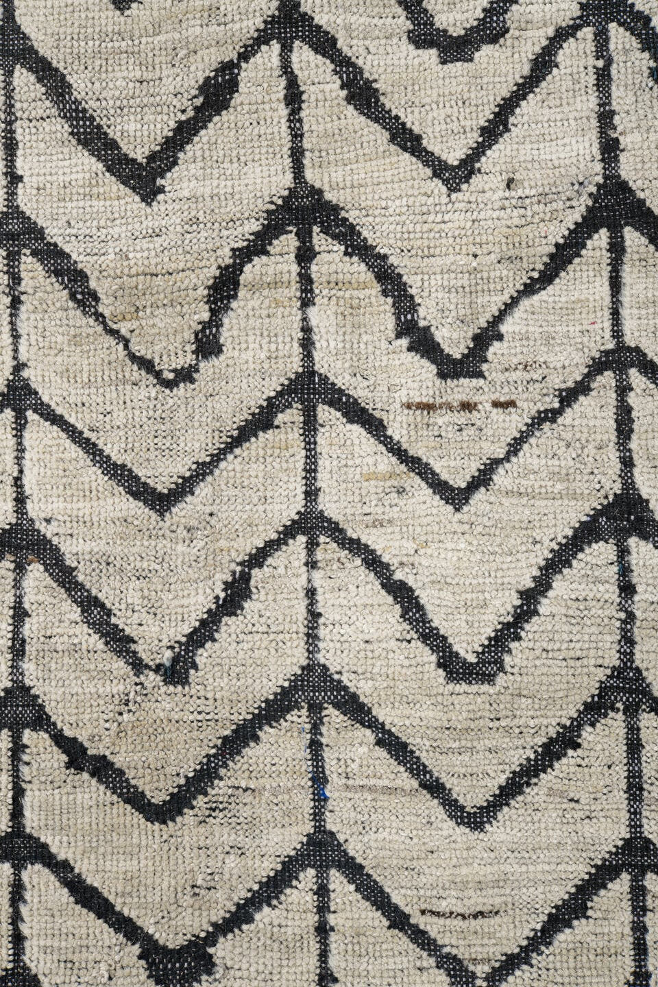 9' x 12' one-of-a-kind handmade vintage Tulu large size rug. Color palette: ivory, charcoal, gray, black