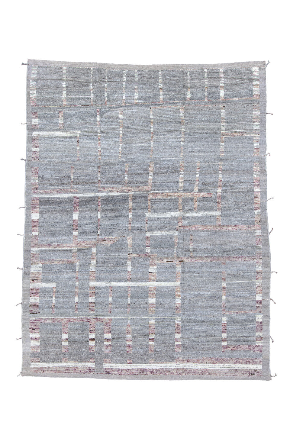 8' x 10' one-of-a-kind handmade vintage Tulu large size rug. Color palette: dark gray, gainsboro, gray, light blue