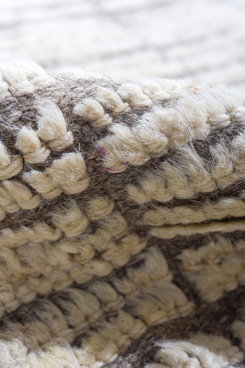 10' x 12' one-of-a-kind handmade vintage Tulu large size rug. Color palette: ivory, taupe, gray, cream, beige