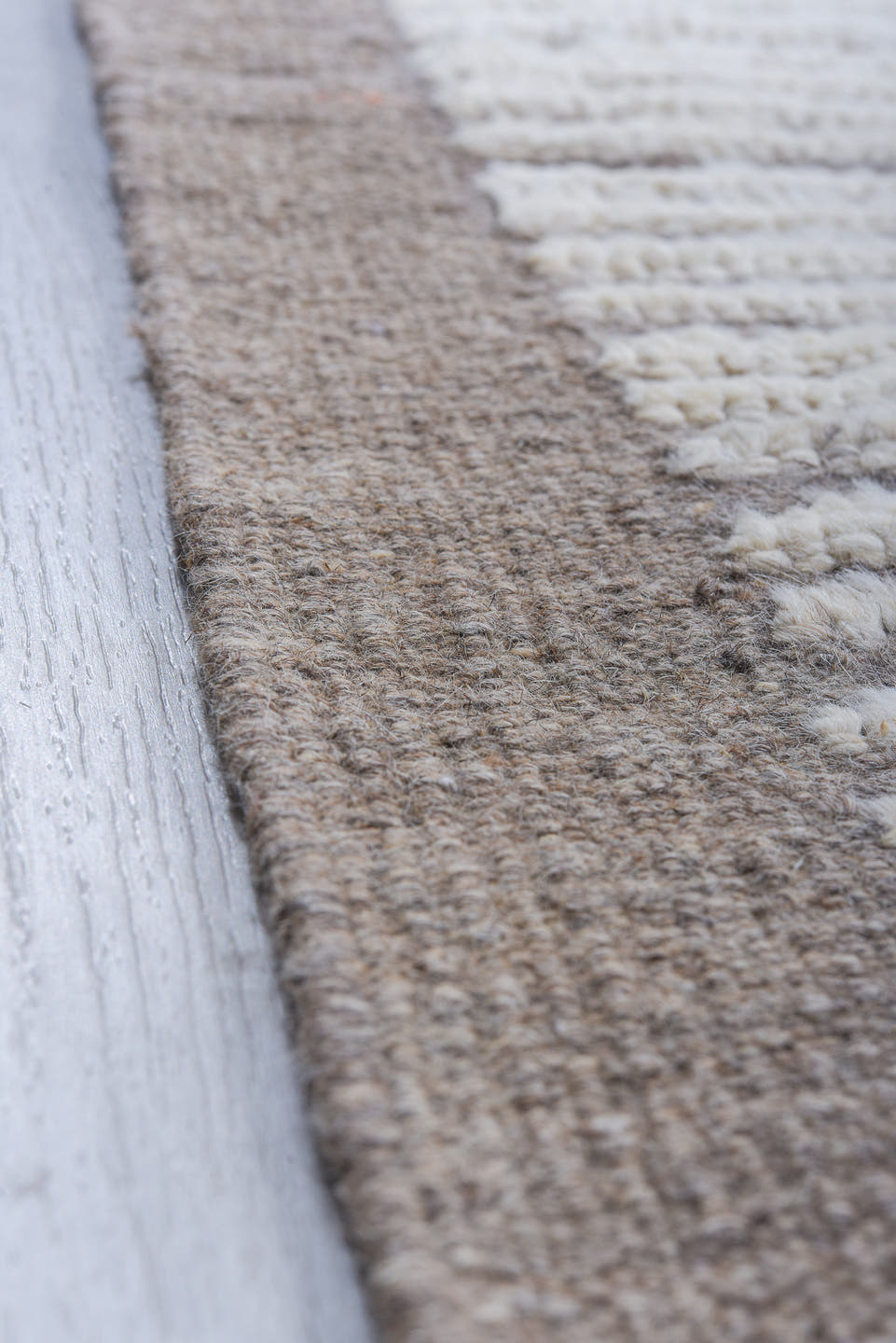 10' x 12' one-of-a-kind handmade vintage Tulu large size rug. Color palette: ivory, taupe, gray, cream, beige