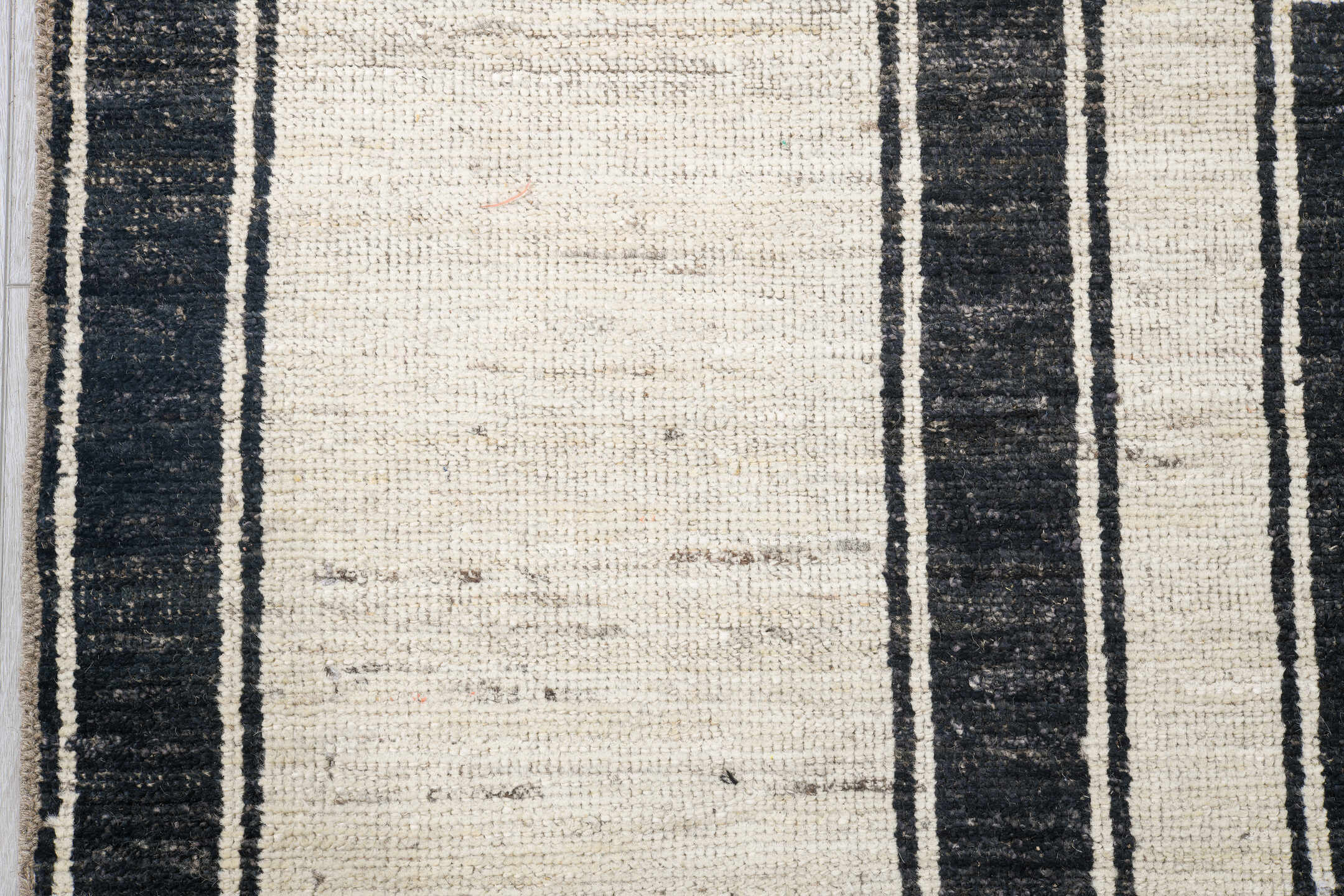 9' x 11' one-of-a-kind handmade vintage Tulu large size rug. Color palette: ivory, charcoal, cream, taupe, black, gray