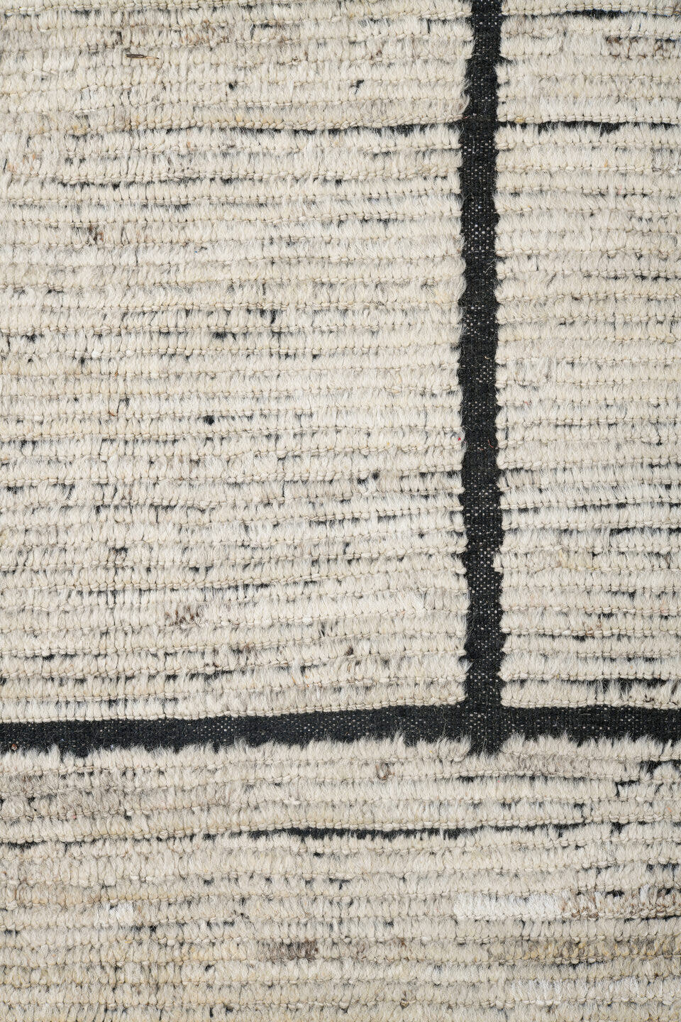9' x 12' one-of-a-kind handmade vintage Tulu large size rug. Color palette: ivory, black, charcoal, cream, gray