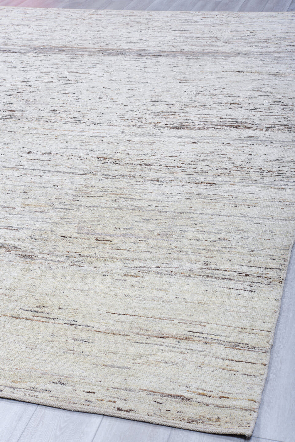 9' x 14' one-of-a-kind handmade vintage Tulu large size rug. Color palette: ivory, taupe, brown, gray, beige
