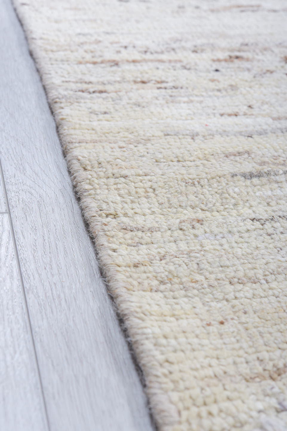 9' x 14' one-of-a-kind handmade vintage Tulu large size rug. Color palette: ivory, taupe, brown, gray, beige