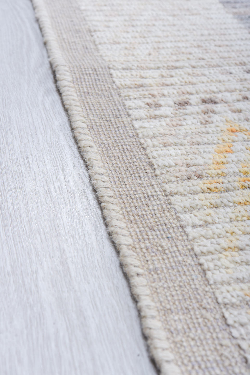 13' x 17' one-of-a-kind handmade vintage Tulu oversize rug. Color palette: ivory, gray, sky_blue, taupe, gold, blush, cream