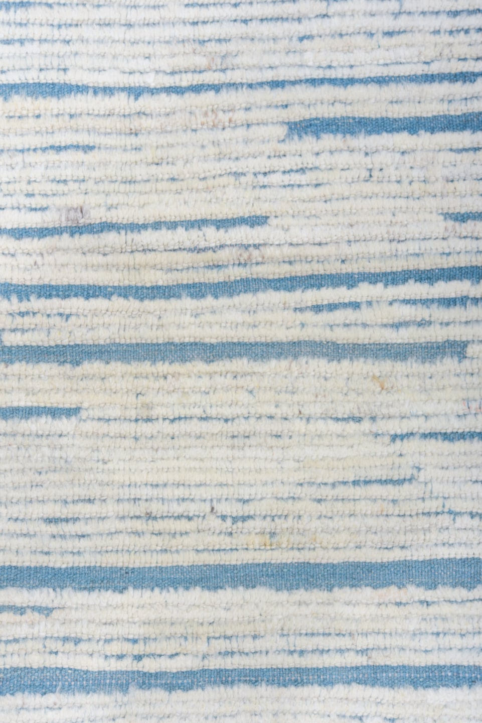 9' x 12' one-of-a-kind handmade vintage Tulu large size rug. Color palette: ivory, sky blue, slate, light blue, gray