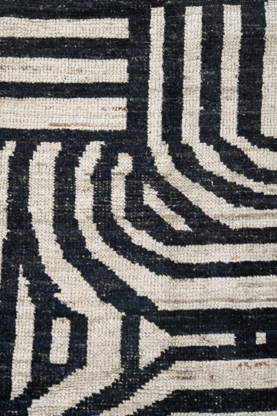 16' x 21' one-of-a-kind handmade vintage Tulu oversize rug. Color palette: ivory, charcoal, gray, black
