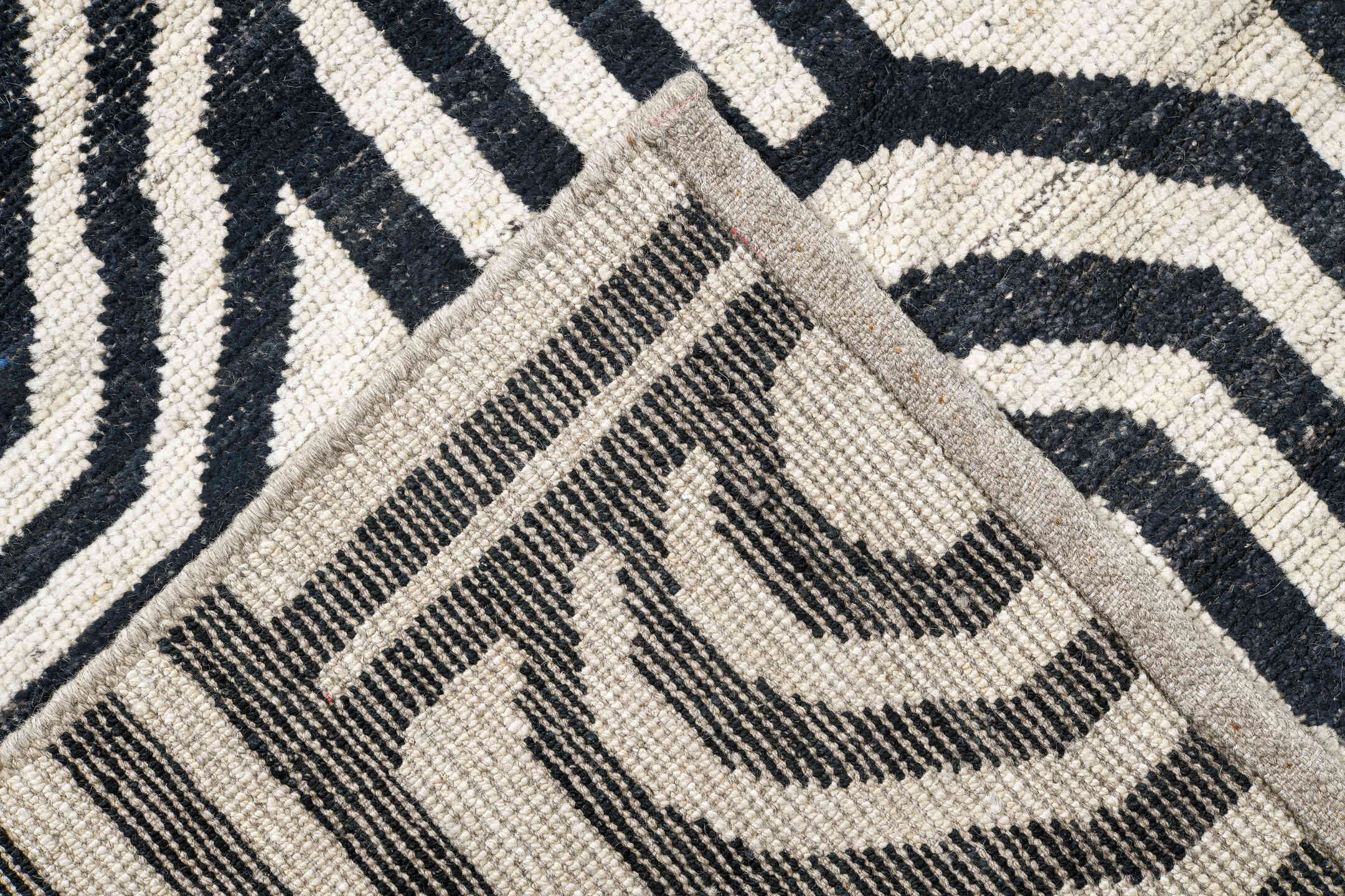 16' x 21' one-of-a-kind handmade vintage Tulu oversize rug. Color palette: ivory, charcoal, gray, black
