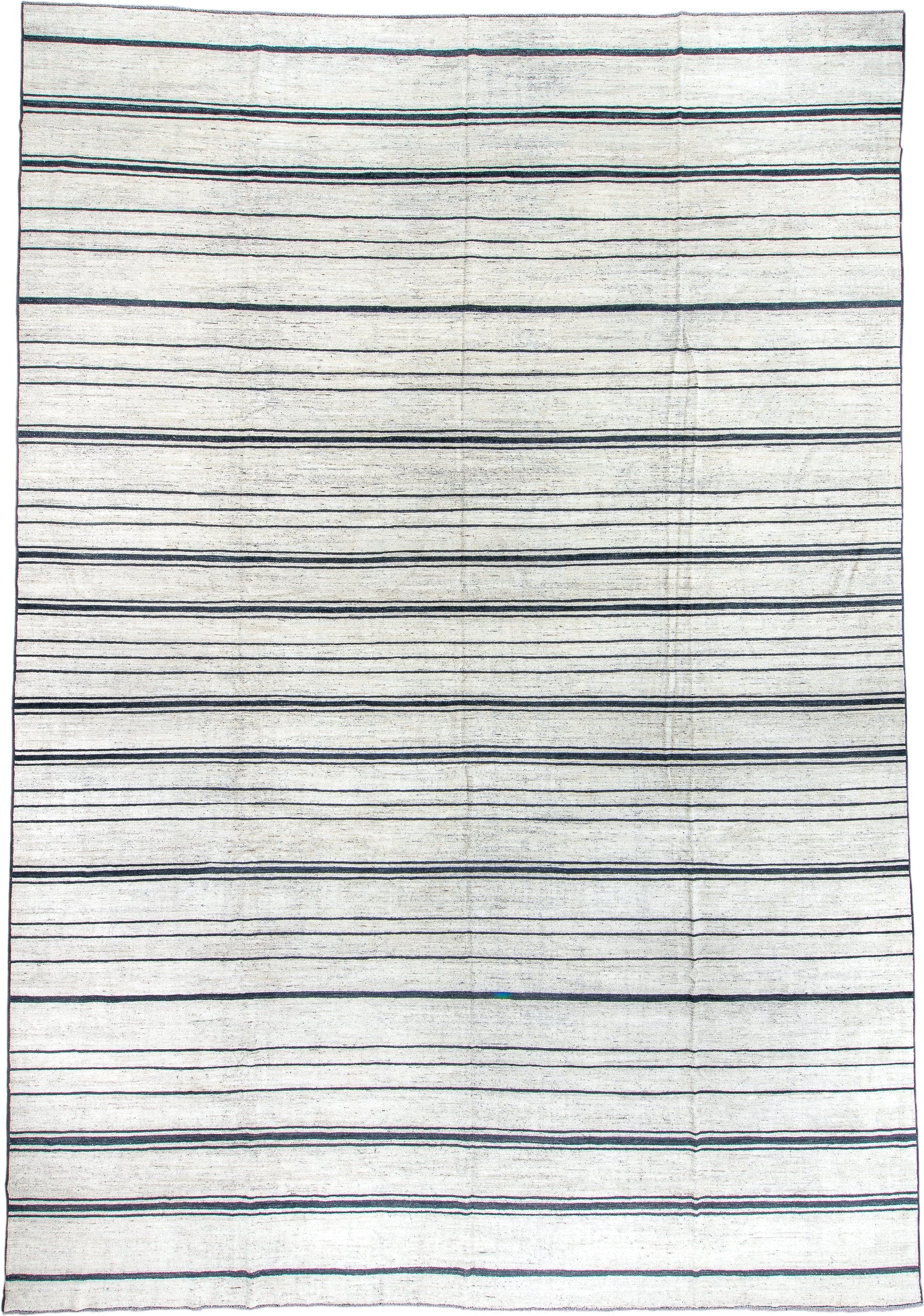 13' x 19' one-of-a-kind handmade vintage Tulu oversize rug. Color palette: ivory, charcoal, teal, taupe, gray, black, beige
