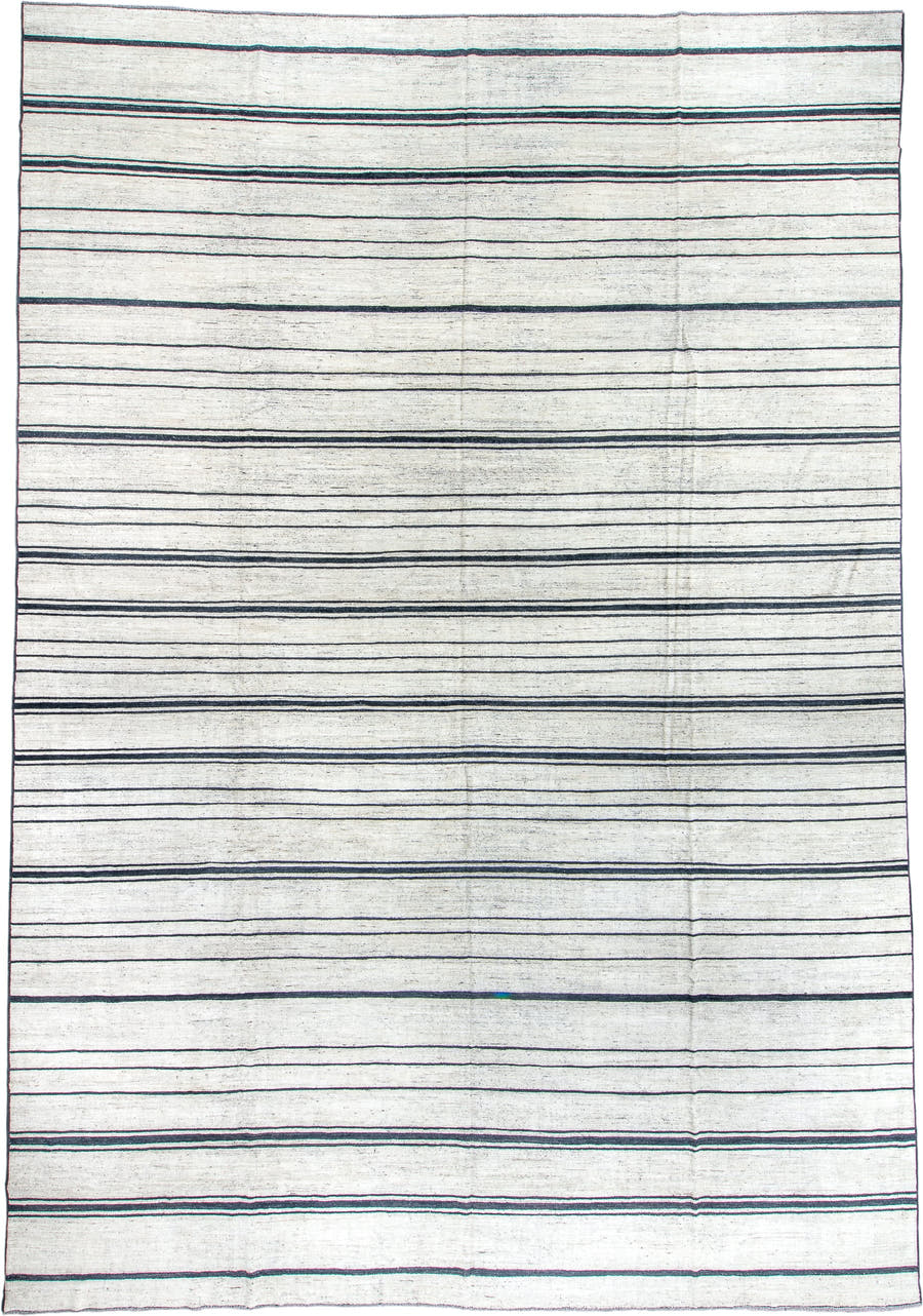 13' x 19' one-of-a-kind handmade vintage Tulu oversize rug. Color palette: ivory, charcoal, teal, taupe, gray, black, beige