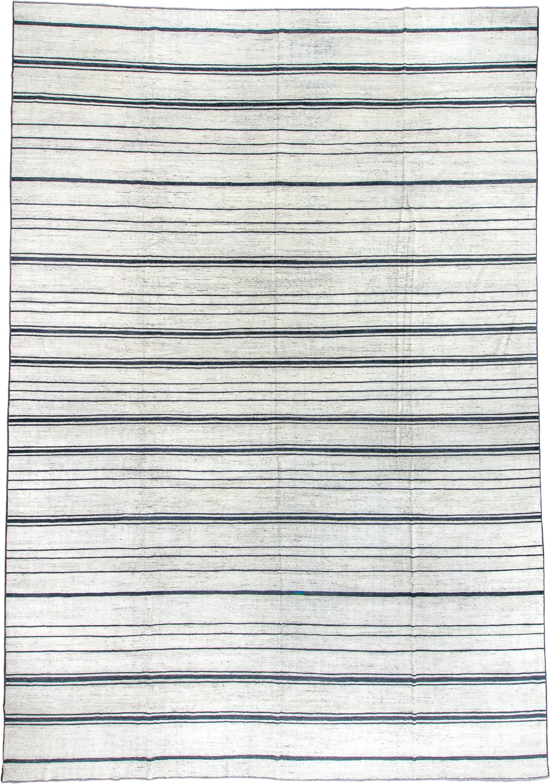 13' x 19' one-of-a-kind handmade vintage Tulu oversize rug. Color palette: ivory, charcoal, teal, taupe, gray, black, beige