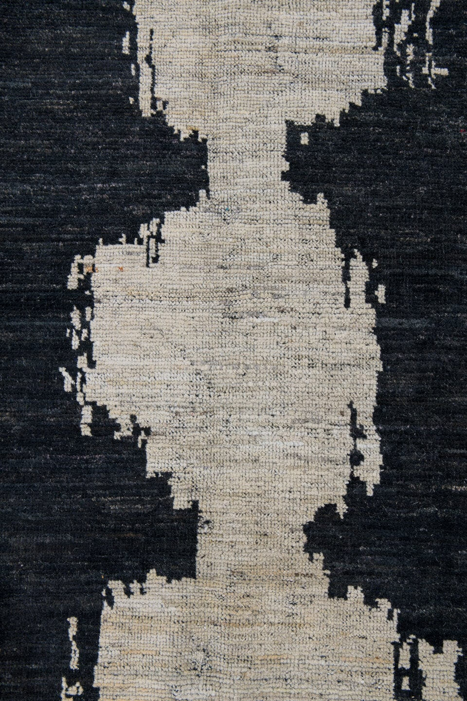 10' x 14' one-of-a-kind handmade vintage Tulu large size rug. Color palette: ivory, charcoal, black, cream, gray