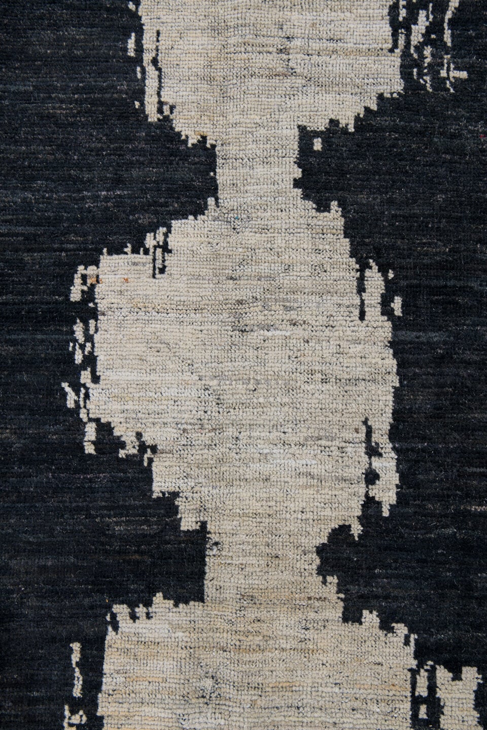 10' x 14' one-of-a-kind handmade vintage Tulu large size rug. Color palette: ivory, charcoal, black, cream, gray