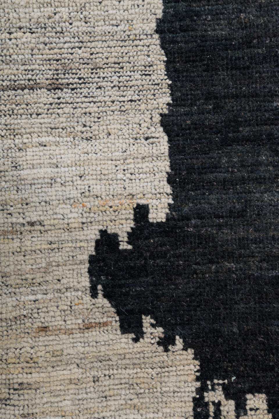 10' x 14' one-of-a-kind handmade vintage Tulu large size rug. Color palette: ivory, charcoal, black, cream, gray