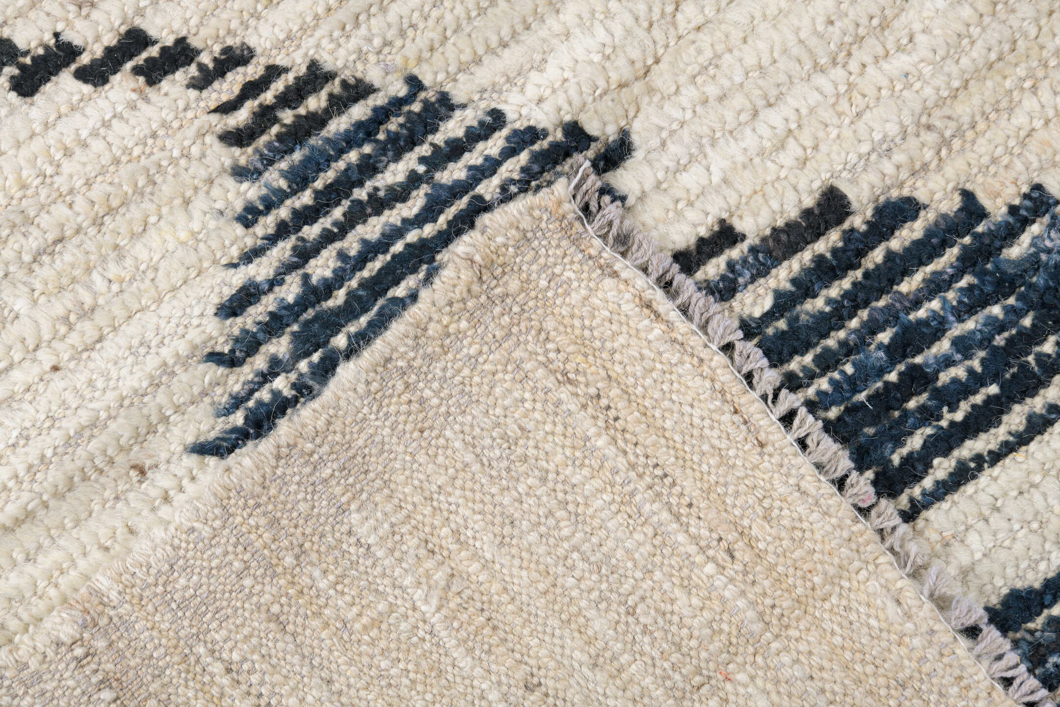 10' x 14' one-of-a-kind handmade vintage Tulu oversize rug. Color palette: ivory, charcoal, blush, coral, saffron, camel