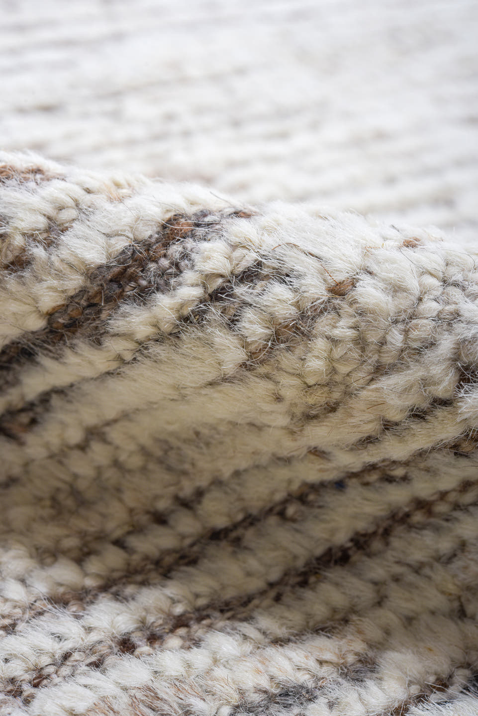 9' x 11' one-of-a-kind handmade vintage Tulu large size rug. Color palette: ivory, brown, taupe, charcoal, cream, beige