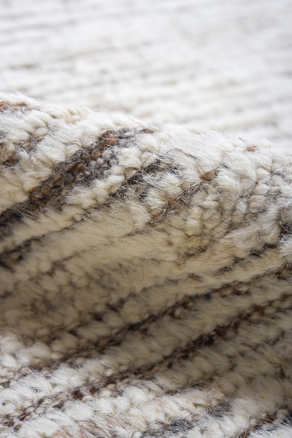 9' x 11' one-of-a-kind handmade vintage Tulu large size rug. Color palette: ivory, brown, taupe, charcoal, cream, beige
