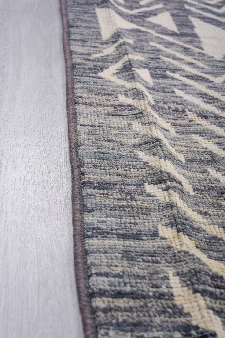 10' x 14' one-of-a-kind handmade vintage Tulu large size rug. Color palette: charcoal, ivory, slate, gray, black