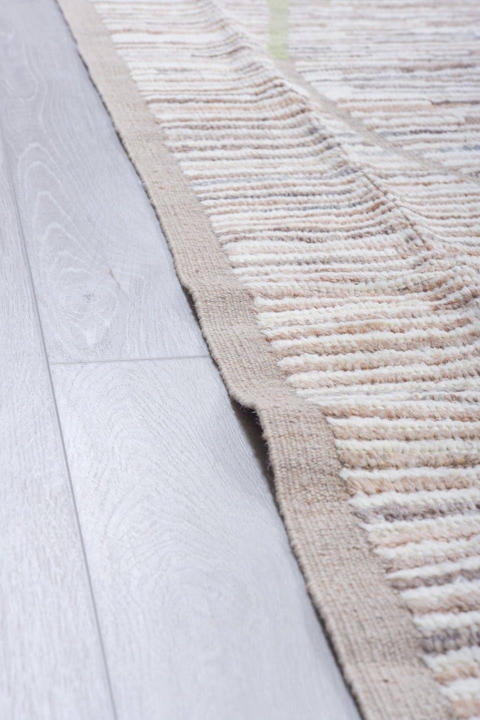 10' x 14' one-of-a-kind handmade vintage Tulu large size rug. Color palette: ivory, taupe, camel, sky_blue, pale_yellow