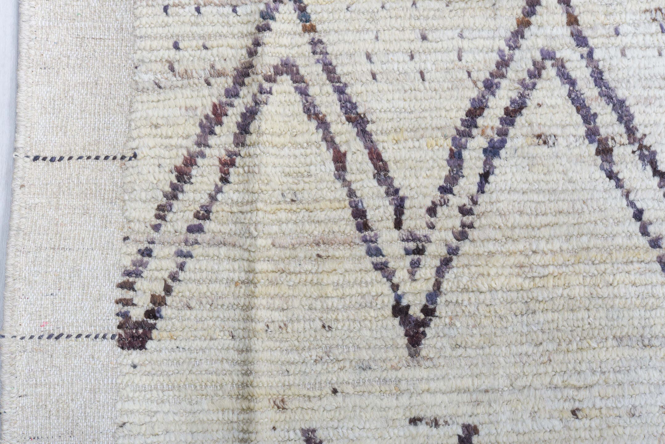 10' x 13' one-of-a-kind handmade vintage Tulu large size rug. Color palette: ivory, charcoal, taupe, brown, gray, black