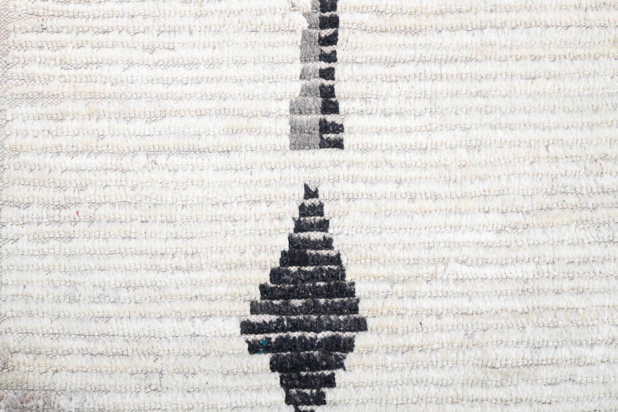 13' x 16' one-of-a-kind handmade vintage Tulu oversize rug. Color palette: ivory, gray, charcoal, black