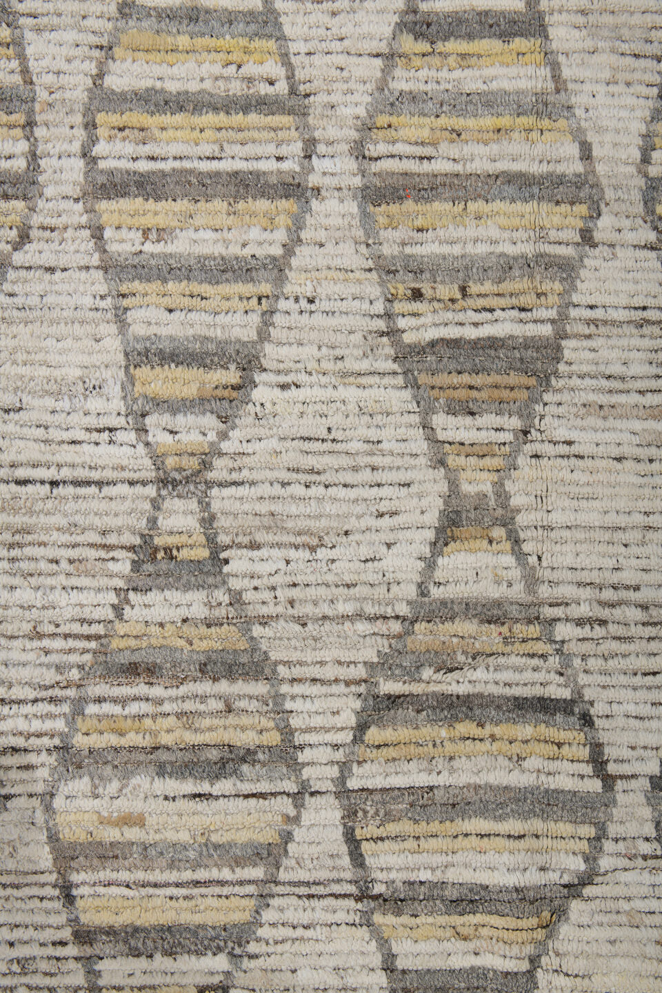 13' x 16' one-of-a-kind handmade vintage Tulu oversize rug. Color palette: ivory, taupe, brown, pale gold, charcoal, beige