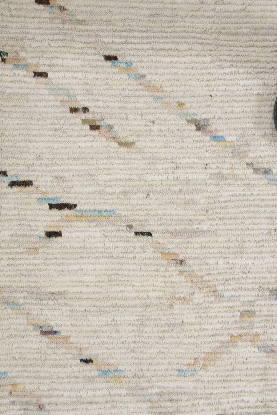 10' x 13' one-of-a-kind handmade vintage Tulu large size rug. Color palette: ivory, cream, charcoal, pale blue, taupe, beige