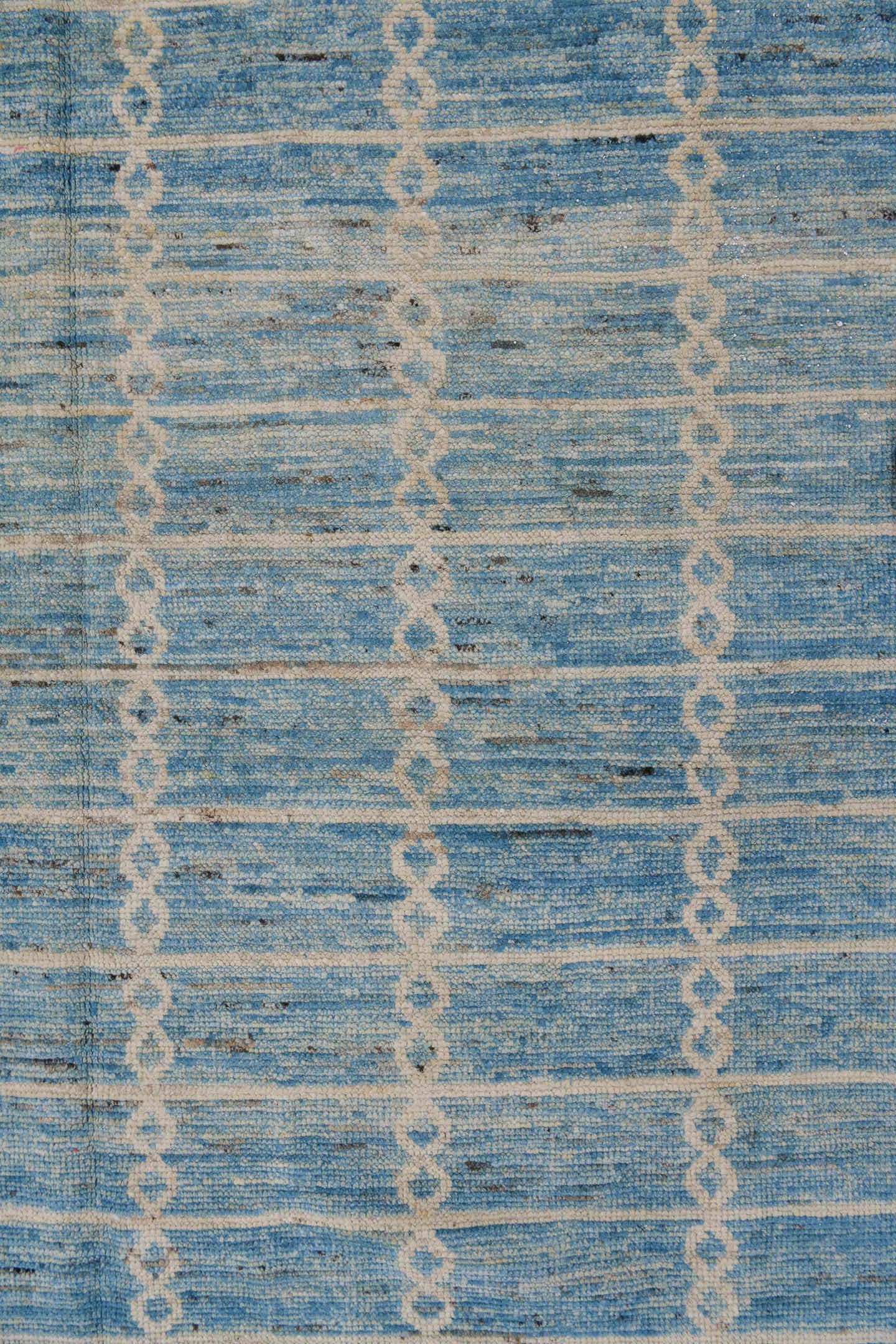 10' x 14' one-of-a-kind handmade vintage Tulu large size rug. Color palette: sky blue, ivory, cream, slate, taupe