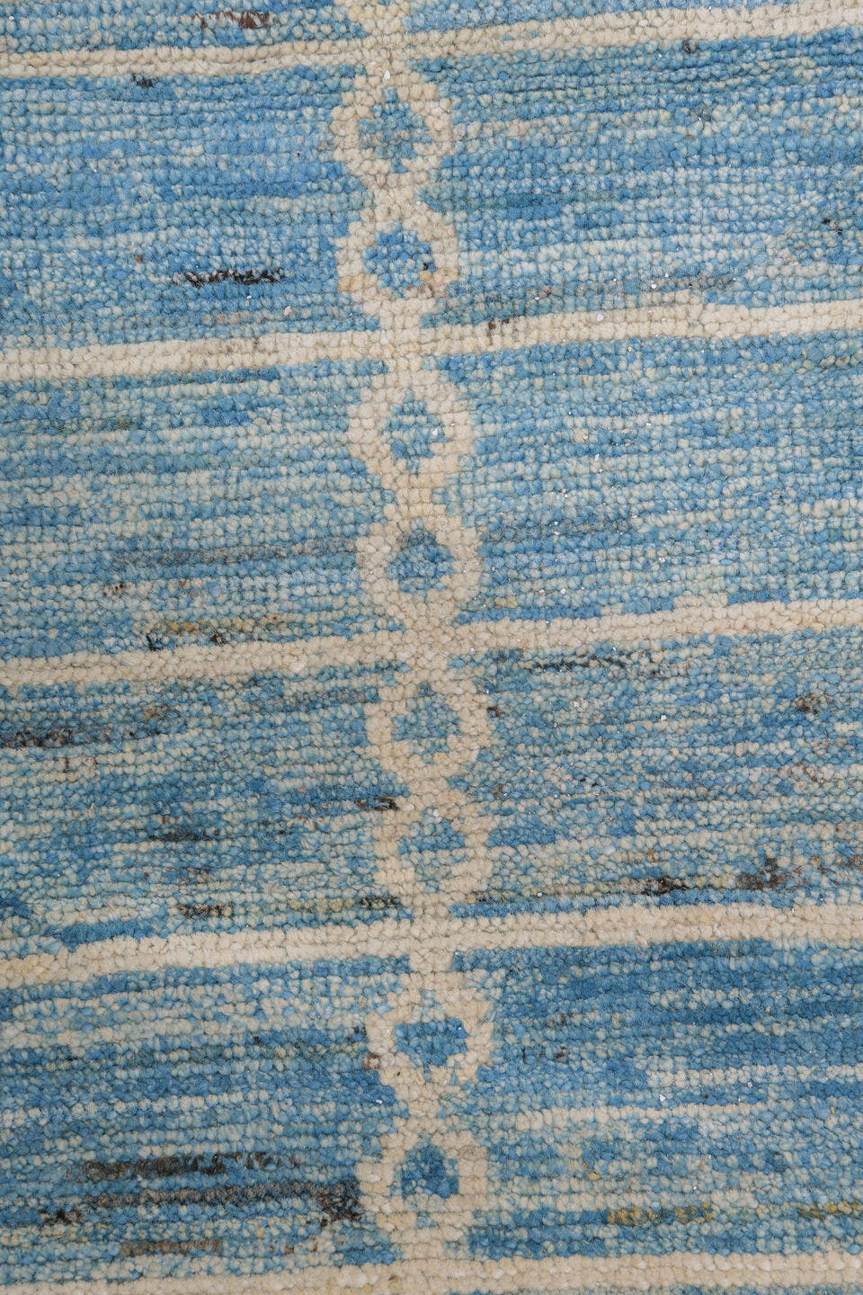 10' x 14' one-of-a-kind handmade vintage Tulu large size rug. Color palette: sky blue, ivory, cream, slate, taupe