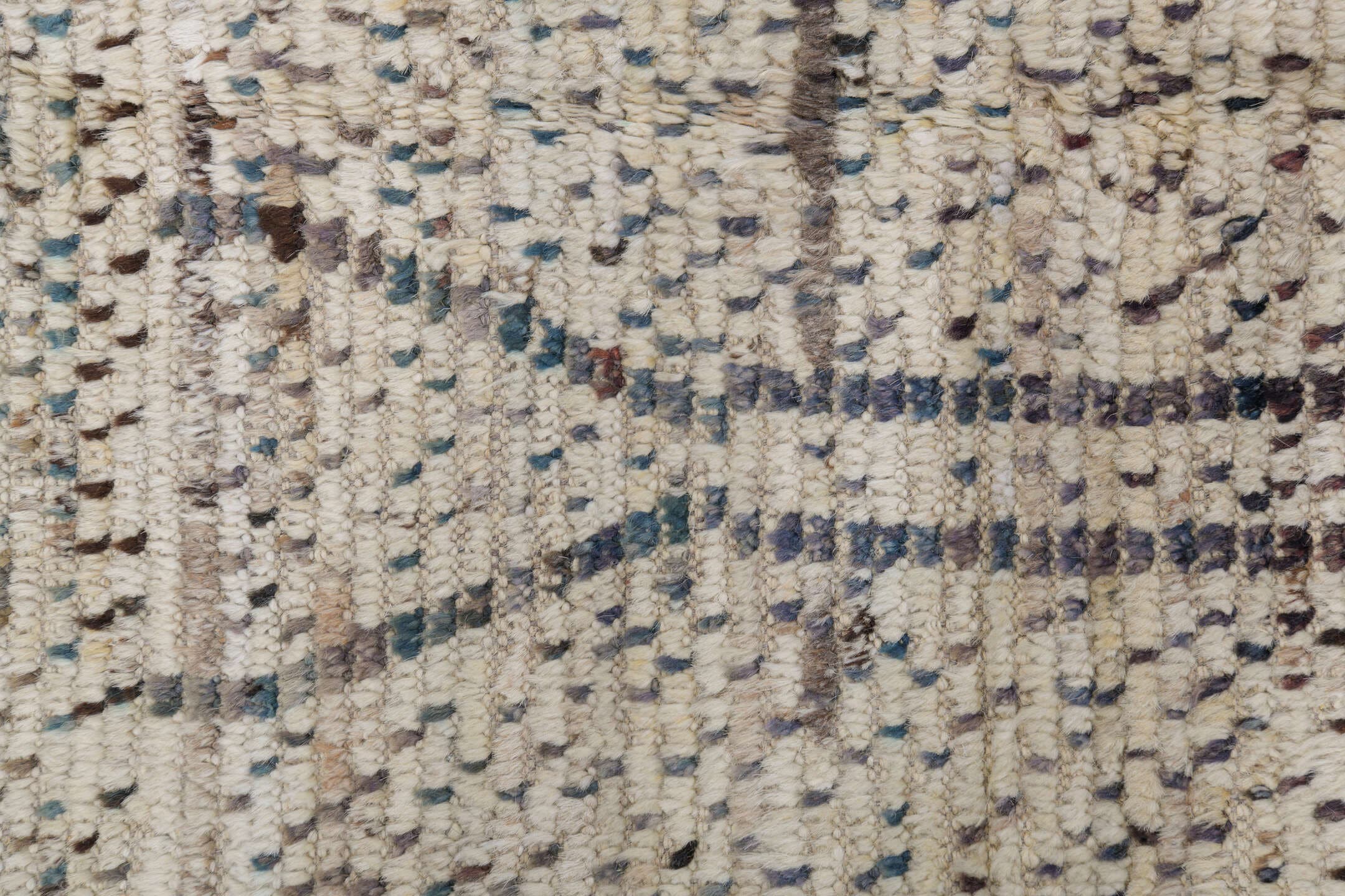 8' x 10' one-of-a-kind handmade vintage Tulu large size rug. Color palette: ivory, charcoal, taupe, camel, brown, blue gray
