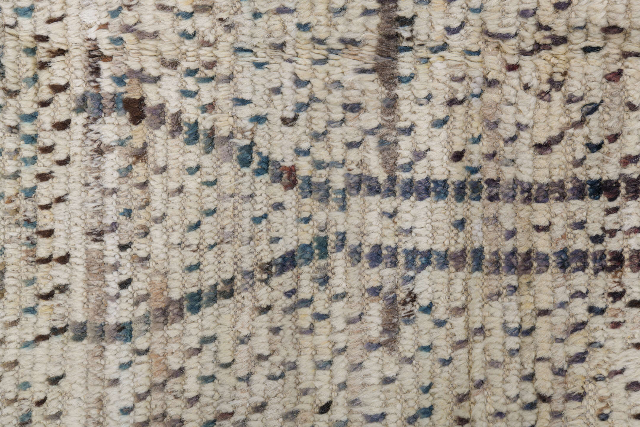 8' x 10' one-of-a-kind handmade vintage Tulu large size rug. Color palette: ivory, charcoal, taupe, camel, brown, blue gray