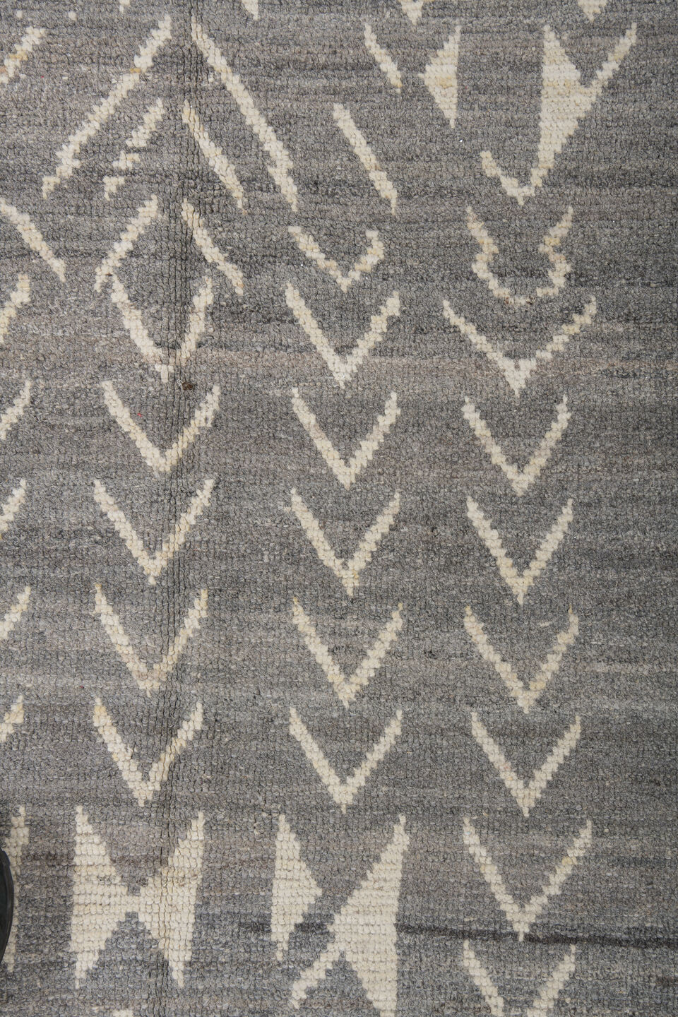 6' x 9' one-of-a-kind handmade vintage Tulu medium size rug. Color palette: dark gray, dim gray, gray, light gray, off-white