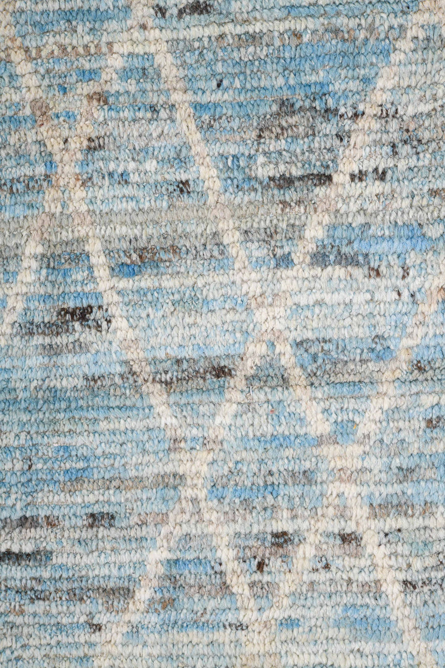 9' x 11' one-of-a-kind handmade vintage Tulu large size rug. Color palette: pale blue, ivory, sky blue, gray, light blue