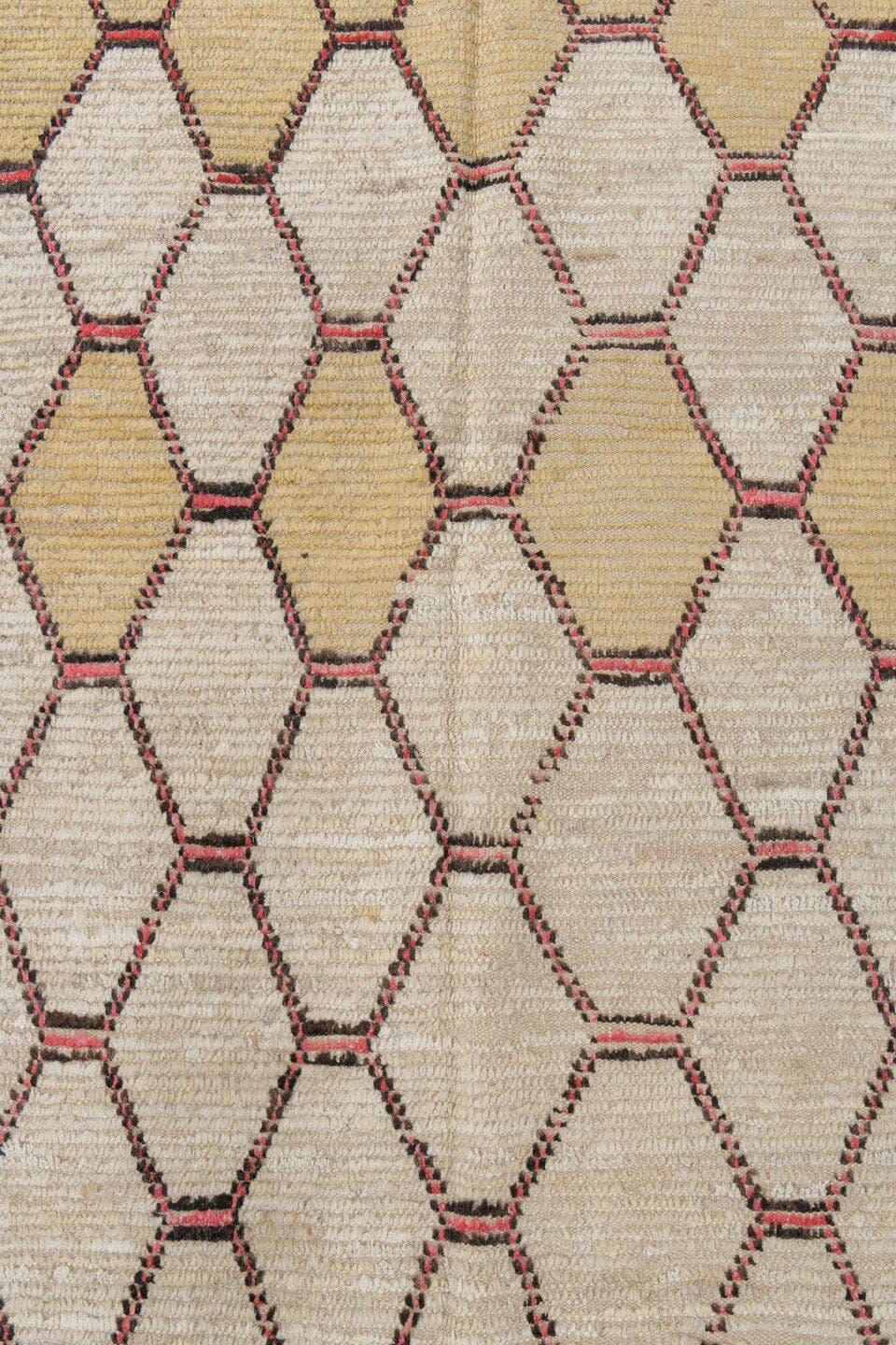 3' x 15' one-of-a-kind handmade vintage Tulu runner rug. Color palette: ivory, cream, charcoal, rose, taupe, camel, gray