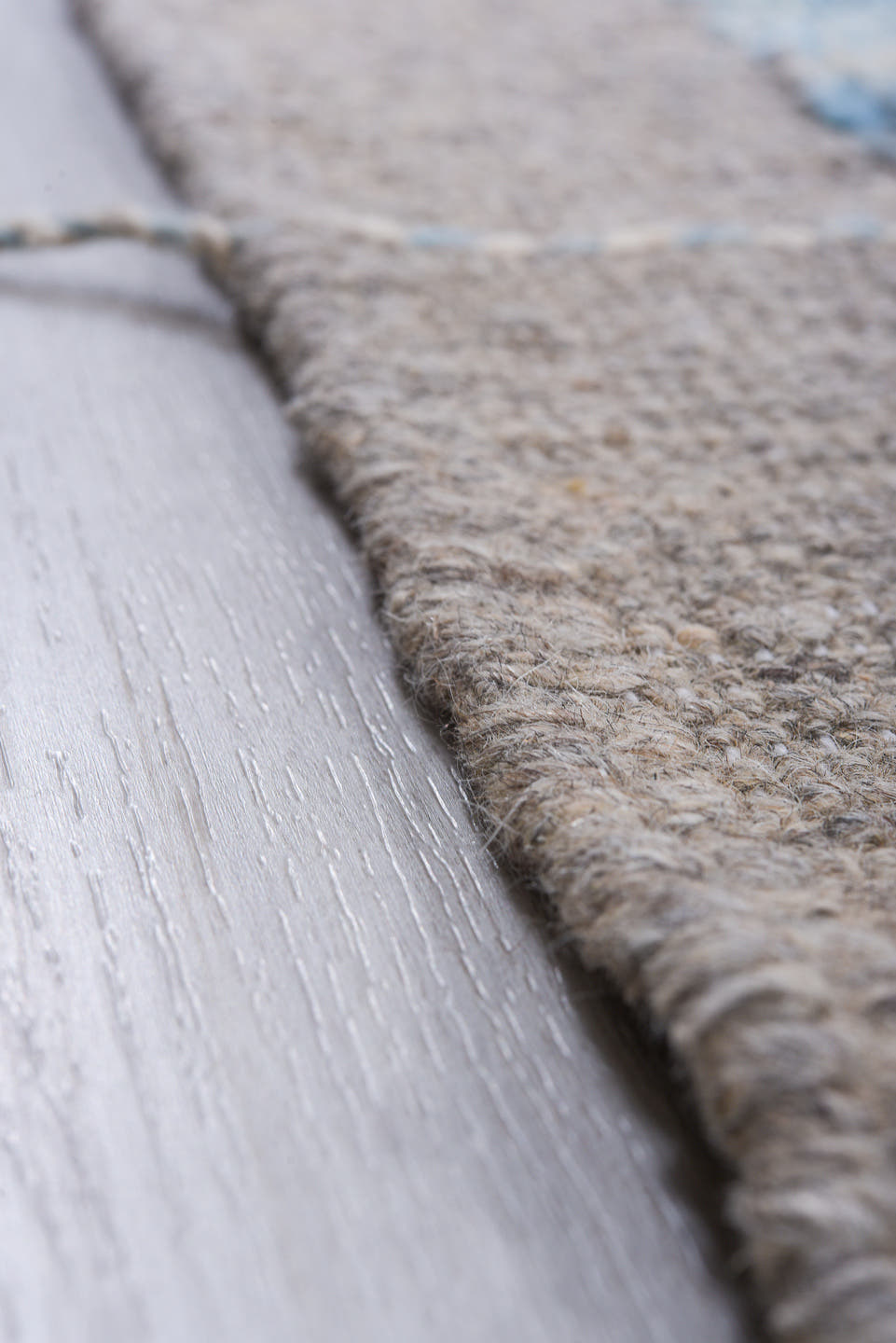 10' x 13' one-of-a-kind handmade vintage Tulu large size rug. Color palette: sky blue, ivory, gray, slate, light blue